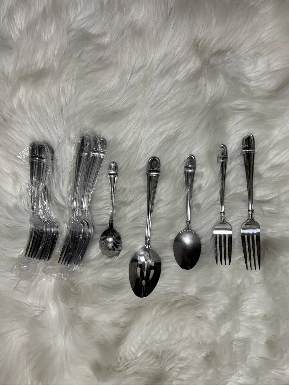 Classic Stainless Steel Silver Flatware Parcial Set - 6 Salad Fork 6‎ Steak Fork